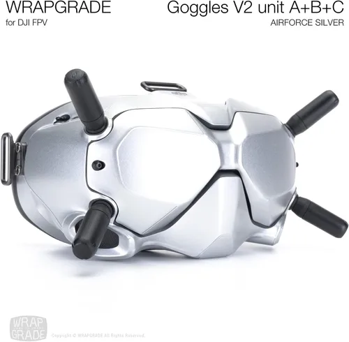 Vista 3 de WRAPGRADE Skin compatible con DJI FPV Gafas V2 (Airforce Silver)