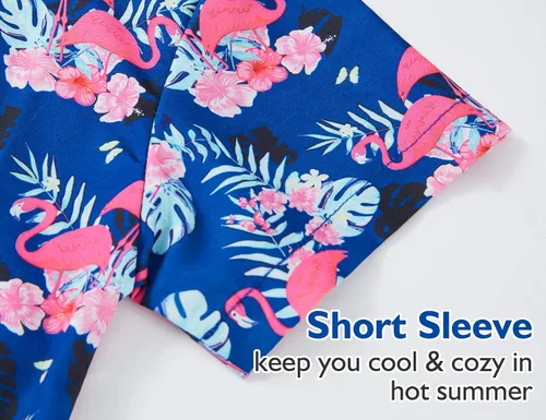 Vista 4 de Camisa hawaiana para niños, manga corta, tropical, linda, casual, con botones, para jóvenes, niños, verano, playa