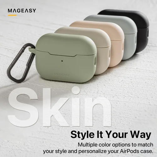 Vista 8 de MAGEASY Funda diseñada para estuche de AirPods Pro 2 - Funda protectora a prueba de golpes para AirPods Pro y Pro 2, resistente a las manchas, suave