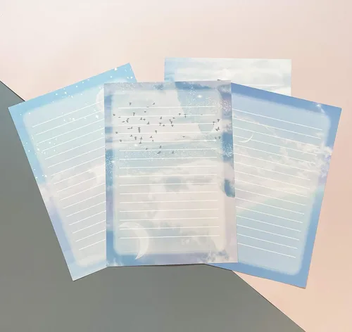 Vista 6 de Juego de papel de papelería y sobres, 40 papeles de papelería forrados para escribir cartas y 20 sobres a juego, papeles de escritura de letras