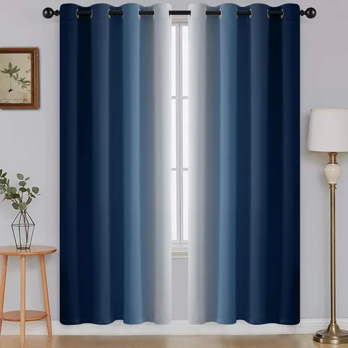 Vista 194 de SimpleHome Cortinas degradadas degradadas para oscurecer la habitación de 36 pulgadas de largo para dormitorio, con ojales y bloqueo de luz Negro