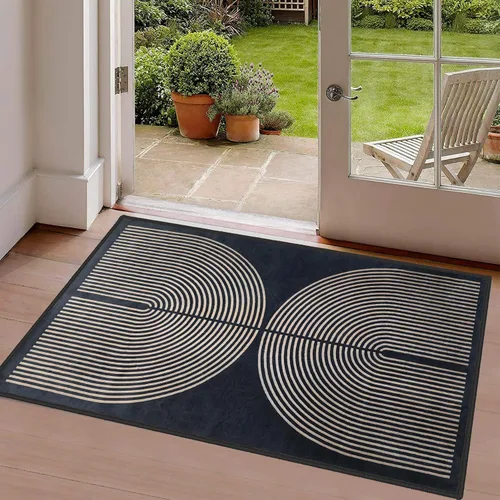 Vista 41 de Alfombra a cuadros de 2 x 3 pies, alfombra negra y blanca moderna para entrada interior, alfombra pequeña lavable a cuadros para baño, alfombra