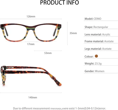 Vista 6 de OCCI CHIARI Eyeglasses Non-Prescription Optical Glasses Fashion Eyewear Half Frame With Clear Lenses