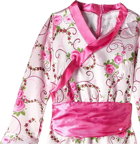 Vista 4 de Disfraz de princesa asiática, Let's Pretend, kimono rosa, para niñas pequeñas