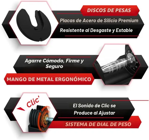 Vista 7 de Keppi - Juego de mancuernas ajustables de 25 libras/40 libras/55 libras/60 libras, mango de peso ajustable rápido de metal antideslizante, ejercicio
