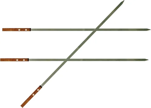 Vista 6 de Brochetas planas de media pulgada para barbacoa de acero inoxidable con mango de madera maciza para asar estilo brasileño Kebob Koubideh Kebab turco