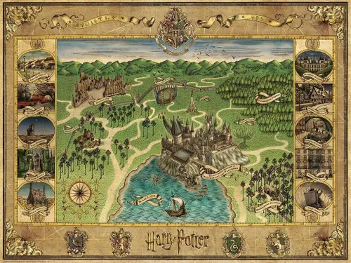 Vista 2 de Rompecabezas Ravensburger Harry Potter Mapa de Hogwarts de 1500 piezas para adultos - 12000720 - Herramientas elaboradas a mano, Fabricado