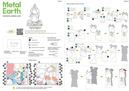 Vista 7 de Metal Earth Fascinations Chinese Ming Armor 3D Kit de modelo de metal con pinzas