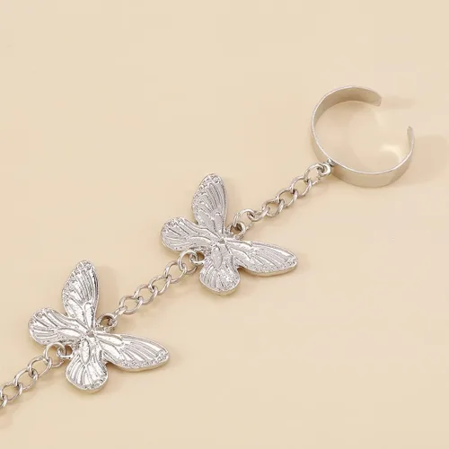 Vista 5 de Pulsera de anillo de cadena de mano Boho serpiente anillo de dedo pulsera arnés de mano esclavo pulseras de cadena india accesorios de joyería