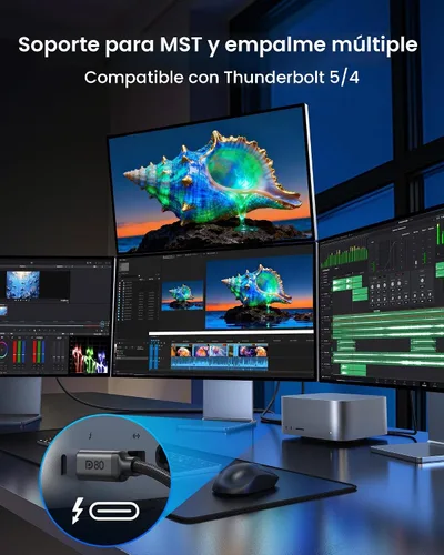 Vista 7 de Silkland - Cable USB C a DisplayPort 2.1 de 80 Gbps 16 K a 60 Hz 8K a 240 Hz de 3.3 pies