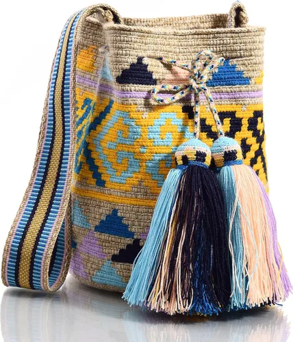 Vista 3 de WYOU Designer Collection, Handwoven Hobo Bucket Bag in Wayuu Crochet