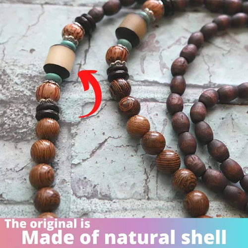 Vista 4 de DREMINOVA - Collares de cuentas para mujer, colgantes largos de madera para mujer, collar de cuentas de madera