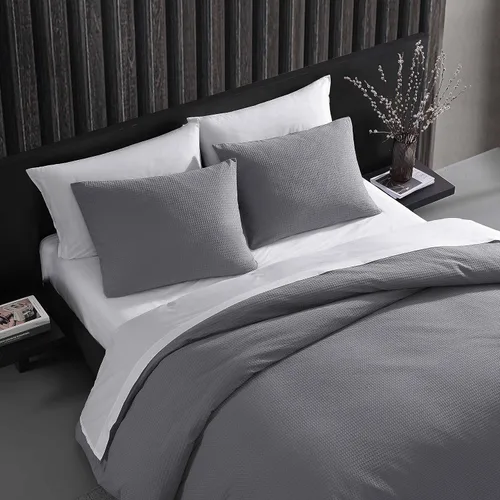 Vista 6 de Vera Wang - Juego de funda de edredón tamaño Queen, juego de ropa de cama de algodón suave con fundas a juego, cierre de botón, elementos esenciales