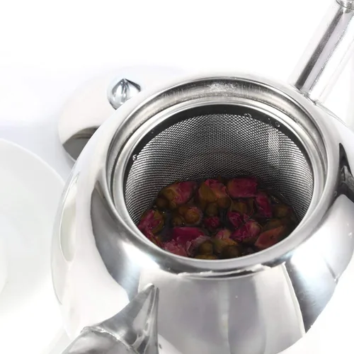 Vista 4 de Tetera de acero inoxidable con tetera para verter, tetera para oficina, hogar, estudio, hacer té o café (33.8 fl oz)