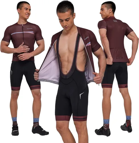 Vista 2 de Santic Conjuntos de ciclismo de manga corta + pantalones cortos transpirables y de secado rápido