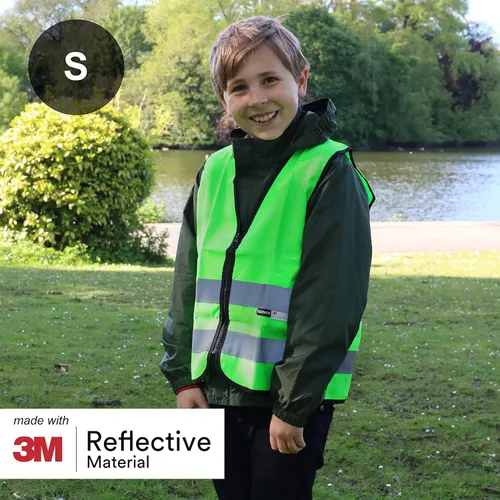 Vista 4 de Salzmann 3M - Chaleco de seguridad de alta visibilidad para niños, con cremallera, fabricado con material reflectante 3M Made with 3M Reflective