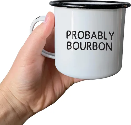 Vista 3 de Swag Brewery Probably Bourbon - Taza de café esmaltada, taza de oficina o campamento para papás, madres, hombres, mujeres, jubilados, amigos
