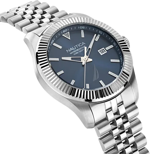 Vista 3 de Nautica Reloj NAPPBS249 Pacific Beach grisazulSST para hombre plateado