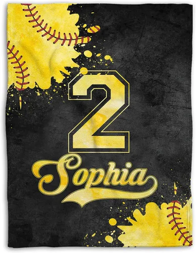 Vista 21 de Manta de sóftbol personalizada, manta de bandera de EE. UU., manta de forro polar Sherpa suave y acogedora, manta de sóftbol para mamá, hija, niño