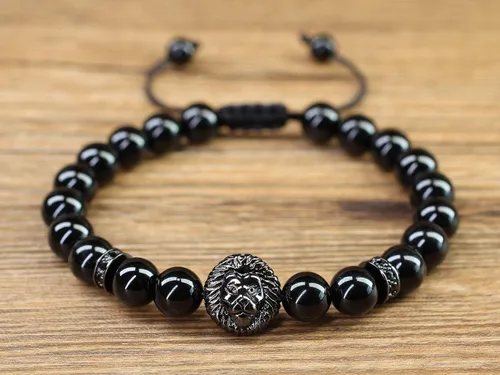 Vista 3 de COAI Pulsera de león con cuentas de piedra para hombres y mujeres, Piedra