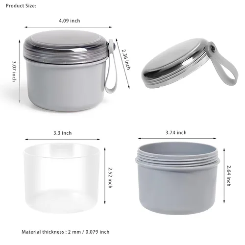 Vista 5 de Uouovo Taza de baño de dentadura grande sin fugas, estuche de retención de dentadura limpiadora, cuidado de limpieza completo para dentaduras Gris