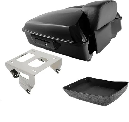 Vista 11 de TCMT Pestillos Negros de 10.7" para Maletero Cortado, Almohadilla de Respaldo, Luz Trasera LED con Señal de Giro Compatible con Harley Touring