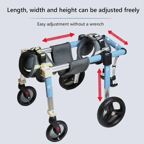Vista 3 de Silla de perro de 4 ruedas ajustable, silla de ruedas para perro, sillas de ruedas para perros para patas delanteras, soportes para piernas
