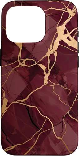 Vista 20 de iPhone 16 Burgundy and Yellow Metamorphic Pattern Case