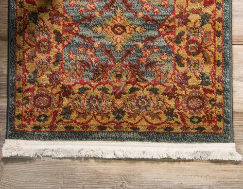 Vista 7 de Unique Loom - Alfombra de la colección Edinburgh - Monroe (2 x 6 pies 1 pulgada, pasillo, azul/marrón)