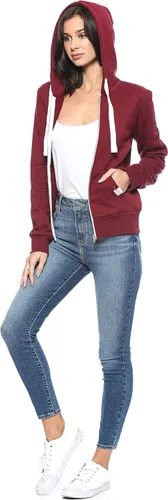 Vista 4 de Urban Look Sudadera con capucha de manga larga con cremallera y forro polar para mujer