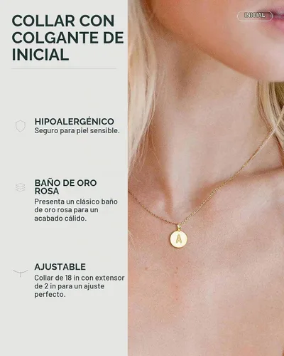 Vista 2 de PAVOI - Collar con dije de letra inicial chapado en oro de 14 quilates para mujer Collar con inicial alfabética de oro
