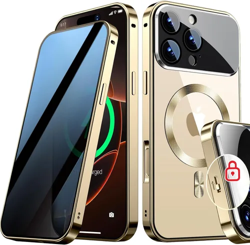 Vista 17 de Funda magnética de privacidad para iPhone 13 Pro, protección completa de la cámara, color negro [Mechanical Lock][Compatible with MagSafe]