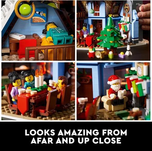 Vista 5 de LEGO Icons Santa's Visit 10293 - Juego de construcción de casa de Navidad para adultos y familias, decoración festiva del hogar con árbol