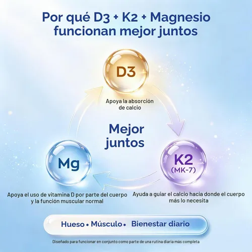 Vista 2 de UBIOSKA Vitamina D3 K2 Magnesio, 5000 UI D3, K2 como MK-7, 60