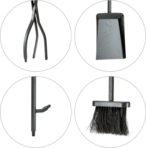 Vista 8 de Uniflame, F-1183 Olde World - Juego de 5 herramientas para chimenea con acabado de hierro con asas de bucle Loop Handles