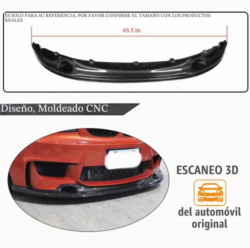 Vista 5 de Borde de parachoques delantero de fibra de carbono compatible con BMW Serie 1 E82 1M Coupé 2011-2018 protector divisor de alerón de barbilla