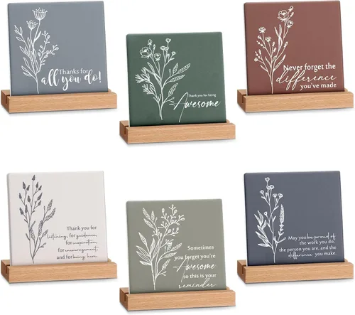 Vista 8 de Sieral 6 paquetes de regalos de agradecimiento para empleados para mujeres, decoración de escritorio con letrero inspirador de agradecimiento