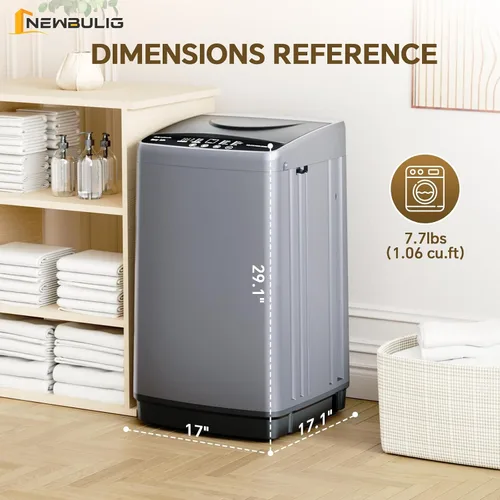 Vista 2 de [Usado] NEWBULIG Lavadora portátil de 1.06 pies cúbicos, capacidad de 7.7 libras, lavadora compacta completamente automática con 10 ciclos de lavado