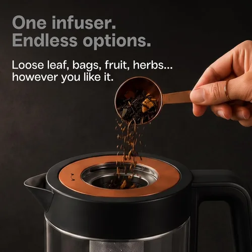 Vista 7 de Control de temperatura del hervidor con infusor de té, mantiene la función caliente para té de hojas sueltas