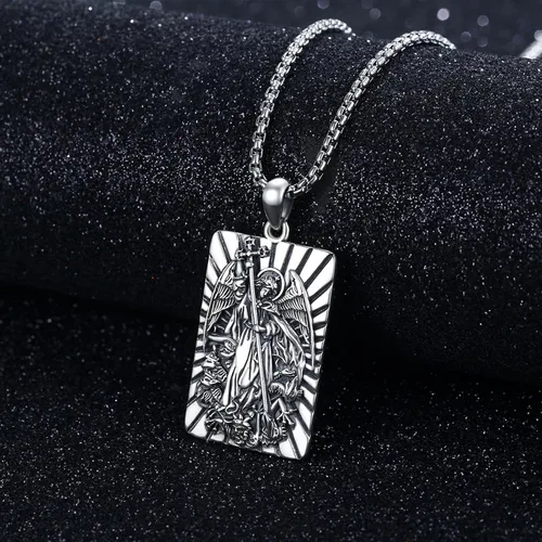 Vista 5 de Collar con medalla de San Patrón, plata de ley 925, collar con colgante de protección, joyería católica, regalos para hombres y mujeres
