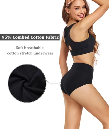 Vista 4 de wirarpa - Ropa interior para mujer, cintura alta y cobertura completa, paquete de 5unidades (tallas regular y extragrande)