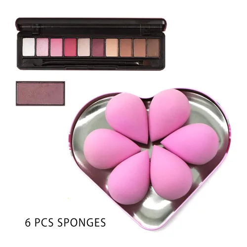 Vista 6 de Juego de 6 esponjas de maquillaje – Esponja suave de belleza para base, crema y polvo (rosa claro)