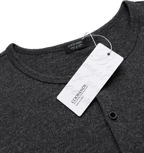 Vista 4 de COOFANDY Paquete de 2 camisetas básicas de algodón para hombre, de manga larga, ligeras, casuales, de algodón