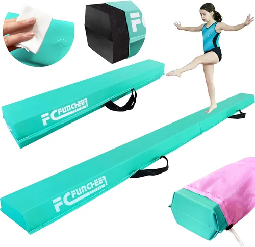 Vista 17 de Viga de equilibrio plegable de 6 pies/9 pies para niños de 3 a 15 años - Viga de suelo de gimnasia plegable, antideslizante, bolsa de transporte