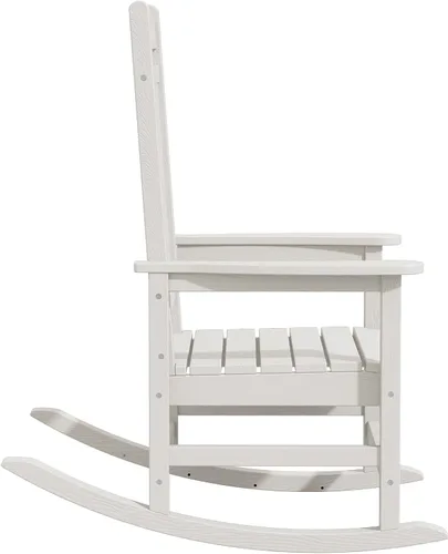 Vista 10 de KINGYES Mecedora de gran tamaño para adultos, balancines de porche, color Blanco