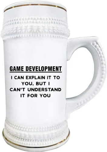 Vista 2 de Gifts for Game Developer Designer Beer Stein Mug 22oz Ceramic Novelty Drinkware - Video Gaming Design Dev Team Development Funny Cute Gag Idea - Can