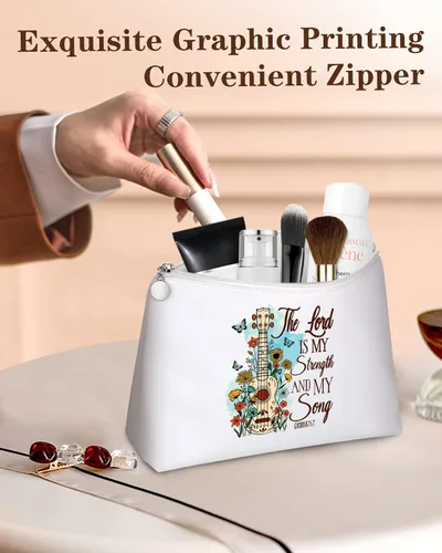 Vista 3 de Bolsa organizadora de maquillaje, hecha a mano, ideal para mujeres, mejores amigas, hermana, recuerdos de viaje, cumpleaños, San Valentín, Pascua