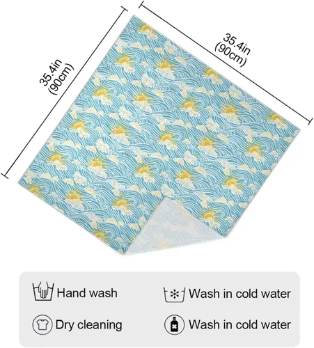 Vista 4 de Silk square Retro Sky Sun Waves scarves and wraps elegant for women for evening 35.4 Inches bufandas para mujer