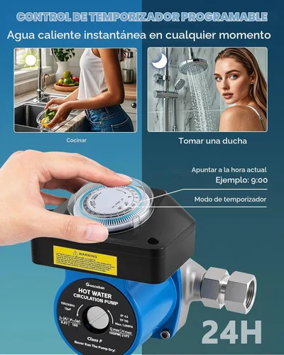 Vista 4 de Bomba de recirculación de agua caliente instantánea con válvula de derivación ajustable de acero inoxidable para calentadores de agua de tanque