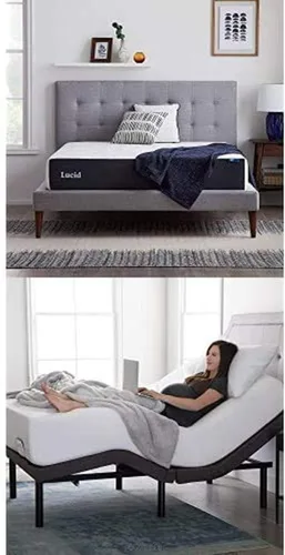 Vista 10 de LUCID - Colchón individual XL de 8 pulgadas y base de cama ajustable L150. Colchón de espuma viscoelástica de gel firme. Carbón de bambú.